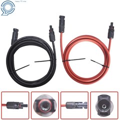 1 Pair Black + Red Solar Panel Extension Cable Wire Connector 10AWG 10 Feet
