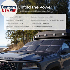 400W Portable Solar Panel Blanket, 25% High Efficiency N-Type Foldable Solar Pan