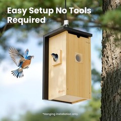 Outdoor Bird House w/ Camera & Solar 1080P Night Vision AI Bird ID