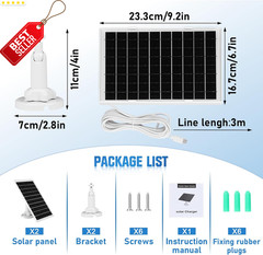 2pk 8W Solar Panel for Security Camera 5V USB-C DC Micro USB Compatible – US