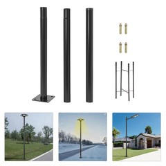 10ft Black Galvanized Steel Outdoor Parking Lot Lighting Post With Ground Cage