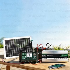 Grennova 2200W Solar System 50W Panel 12V To 110V/220V Inverter 60A Controller