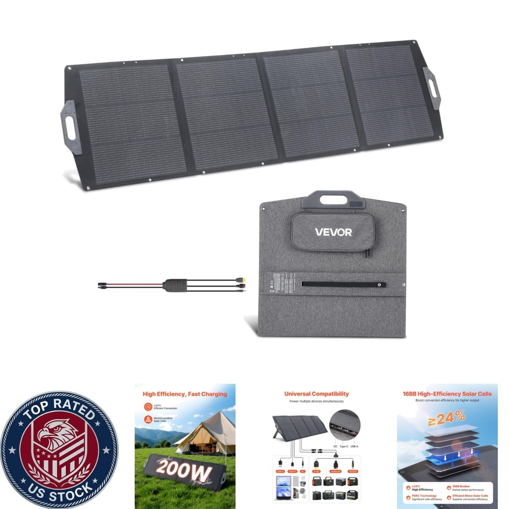 High-Efficiency 200W Monocrystalline Solar Panel – Compact and Foldable Design