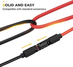 Durable 20FT 8AWG Solar Panel Extension Cable with Copper Connectors Included