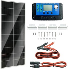 100W 12V Monocrystalline Solar Panel Kit w/ 20A PWM Charge Controller, Z Brac…