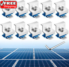 10Pcs Solar Panel End Clamp for Standard Unistrut, Aluminum 30Mm/35Mm Solar Pane