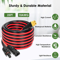 Solar to XT60 Extension Cable 10AWG 25FT Solar Connector to XT60 Adapter Cable f