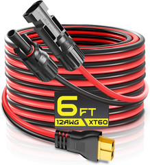6FT 12AWG XT60 Solar Charging Cable, Solar Panel Connector to XT60 Extension Ch