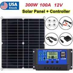 300 Watts Solar Panel Kit 100A 12V Battery Charger with Controller Caravan Boat