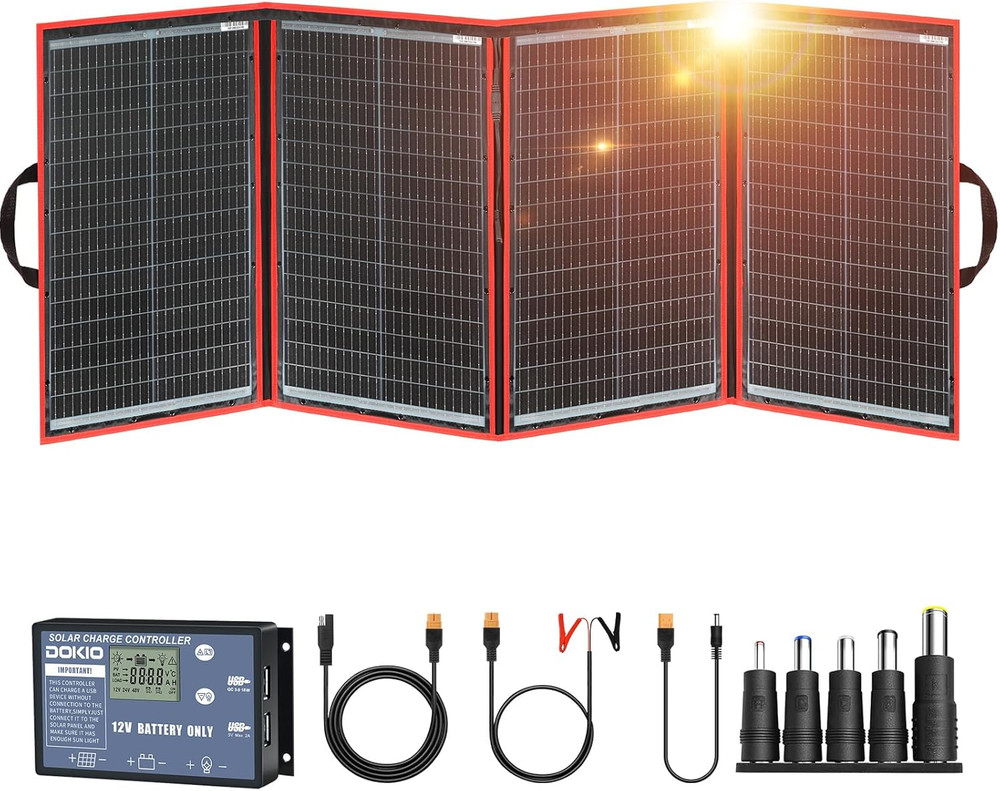 200W Portable Foldable Solar Panel Kit (20X27In, 9.7Lb), with Separate Controlle