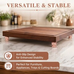 4pcs Copper Tray Feet, Metal Mounting Pads for Cutting Board Replacement, Screw