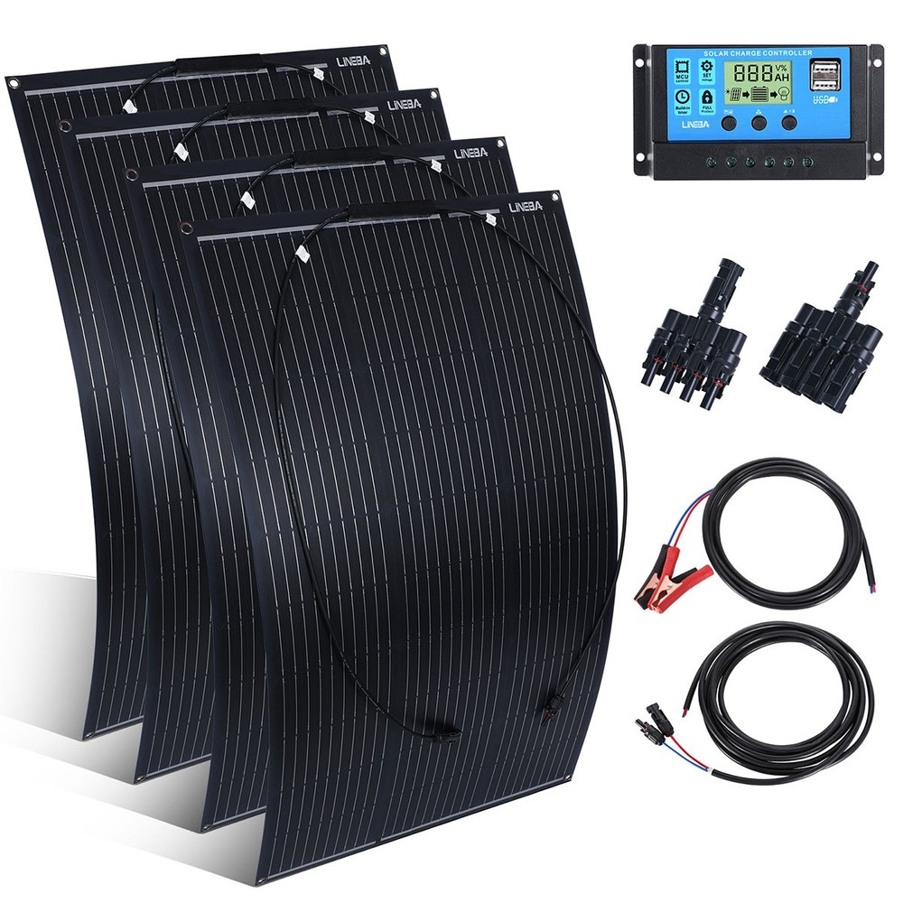 200W 400W 18V Mono Solar Panel Kit & Battery Charger Controller for RV Home Boat
