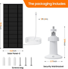 2 Pack Solar Panel Charger for Battery Camera with 13.1Ft Cable Waterproof SetXL