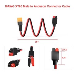 XT60 to Adapter, 10AWG XT60 to Connector Cable for Portable Power Station UAV…