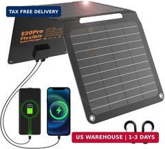 [Upgraded] FlexSolar 20W Portable Solar Panel, High Efficiency ETFE Foldable Pan