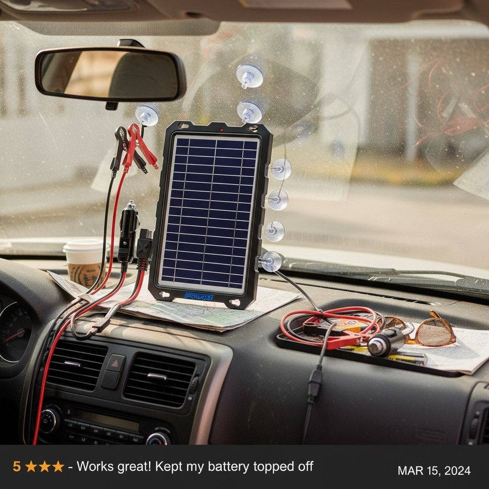 Smart 7.5W Solar Battery Charger Kit – Portable, Waterproof, 12V Versatility