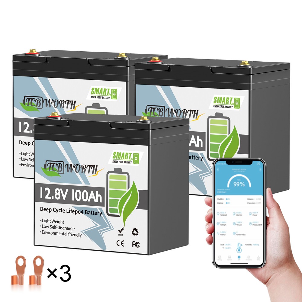 36V 100Ah Lithium Battery LiFePO4 Bluetooth BMS 3 Group 12V 100Ah for RV Marine