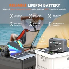 Portable Power Station 300W Peak 600W, 256Wh LiFePO4 Battery, Solar Generator, 6