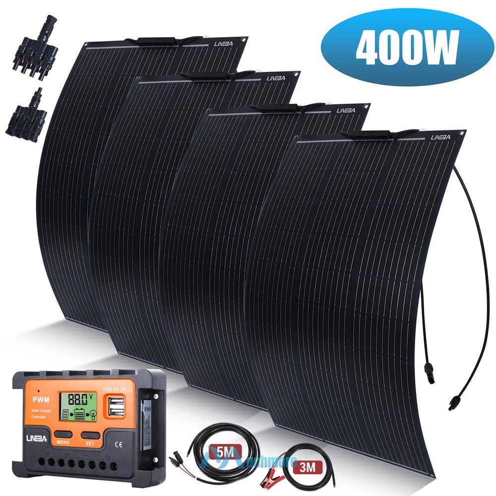 400W Watt Mono Flexible Solar Panel 18V Battery Charger Home RV Boat Off-Grid US
