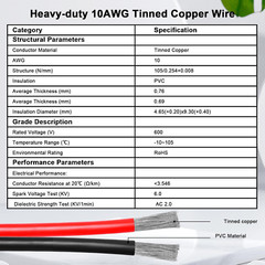 Solar Connector to XT60 Cable 50FT, 10AWG Solar to XT60 Female Extension Cable,