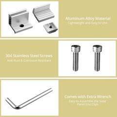 10pcs Solar Panel End Clamps 30-50 mm Adjustable, Solar Mount Bracket