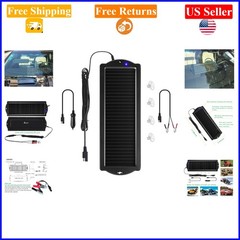 12V Solar Car Battery Trickle Charger & Maintainer with Cigarette Lighter & C…