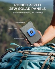 25W Ultra-Light Portable Solar Panel Charger, USB-A & USB-C, IP68 Waterproof, Po