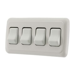 Quad SPST On-Off Switch with Bezel, 12-Volt, for RV, Trailer, Camper (White)