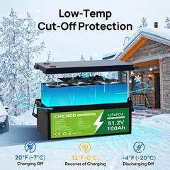 48V 100Ah LiFePO4 Battery 2560Wh with Bluetooth BMS Rechargeable Deep Cycle​