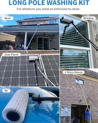 Electric Solar Panel Cleaning Kit, 20FT Solar Panel Cleaning Brush and Pole with