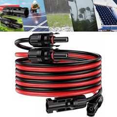 10AWG Solar Panel Extension Cable 50FT Black+Red Cable Flexible Wire Connectors