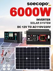 6000W 100A 220V Solar Panel Kit Complete Solar Power Generator Home Grid SysteI6