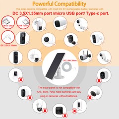 Universal Solar Panel Charger Kit For Ring Spotlight Stick Up Camera Doorbell DC