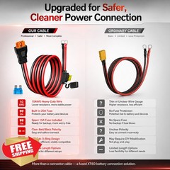 vgoviwin XT60i to O Ring Cable 10AWG 2FT Fuse