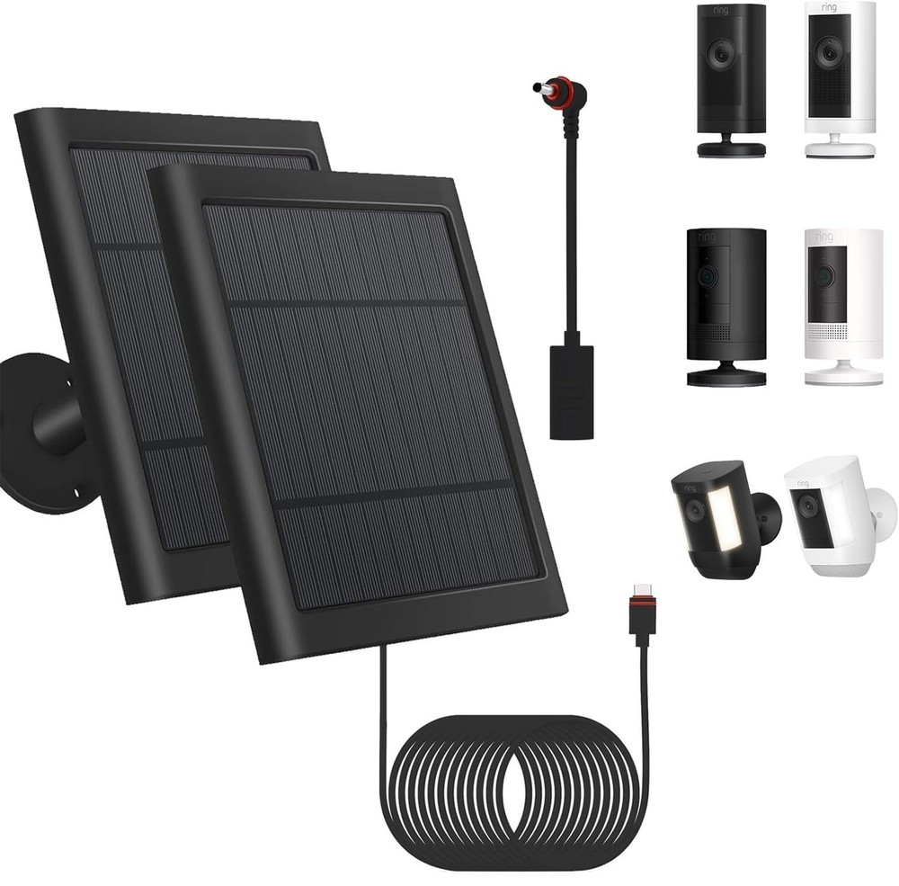 2 Pack – Solar Panel for Ring Security Camera Spotlight Cam Plus/Pro(Battery)…