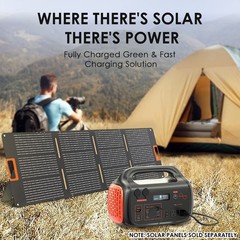 Portable Power Station 642Wh 600W Solar Generator with 100W Solar Panel Backup