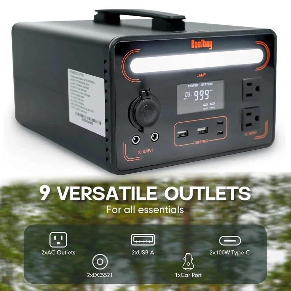 Portable Power Station 300W 268Wh LiFePO4 Solar Generator 100W Type-C AC Outlet