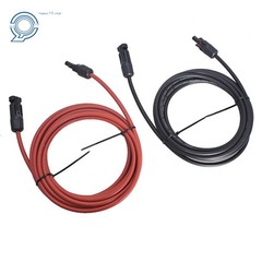 10 AWG Solar Panel Extension Cable Wire Connector 1 Pair 15ft Black + Red