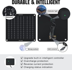 Portable 12V Solar Trickle Charger – Battery Maintainer for Cars, Boats, and RVs