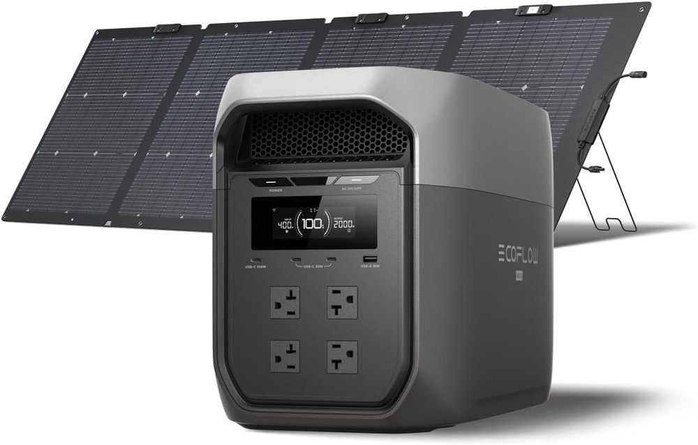 EF ECOFLOW Portable Power Station DELTA MAX with 220W Solar Panel, 3400W X-Boos