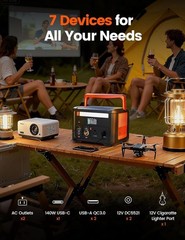 Portable Power Station 600W(1200W Surge), 299Wh Camping Power Station with 2 AC