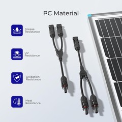 Renogy Solar Connectors Parallel Y Upgrade-1 Pair Y Branch, Black
