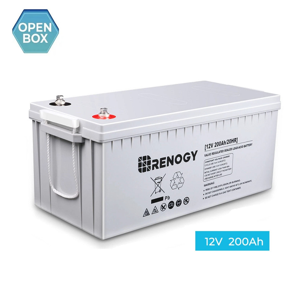 Open Box Renogy 12V 200AH Deep Cycle AGM Battery Rechargable For RV Solar