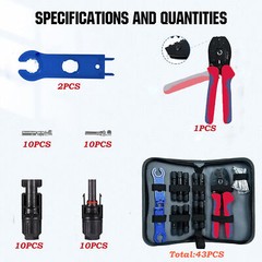 43X Solar Connector Crimper Tool Set for Solar Panel Cable Assembly Installation