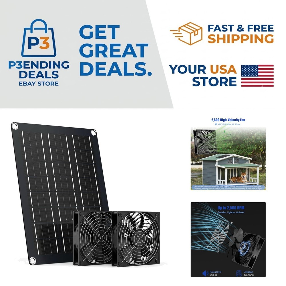 15W Solar Powered Fan Kit with 2 Waterproof Fans – Ideal for Greenhouses & Coops