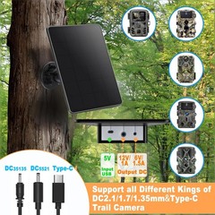 Solar Panel for Trail Camera, 5000mAh Rechargeable Battery, IP66 Waterproof, 10f