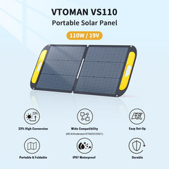 Portable Solar Panel for Solar Generator, 110W 19V Folding Solar Charger with 23