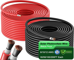 50Ft Red & Black 10AWG Solar Panel Wire Kit for Off-Grid Systems & RVs