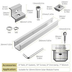 Solar Panel Bracket Kit, 6 Pcs 7.87 in Aluminium Solar Panel Mounting Silver