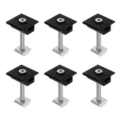 6pcs Solar Panel Mount Mid Clamps t Clips 50mm Aluminum for RVs Black